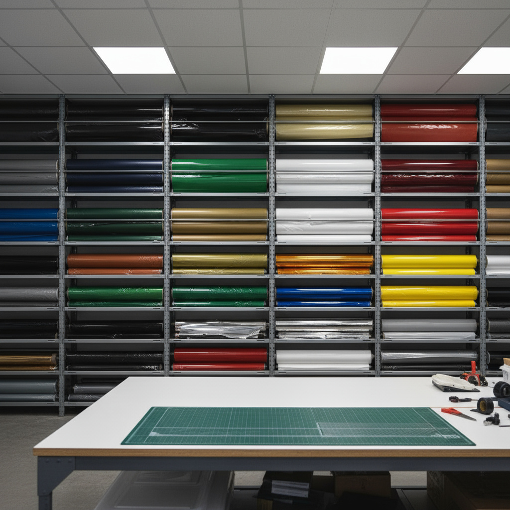 Vinylrollen in Matt, Satin, Gloss und Chrom im Studio